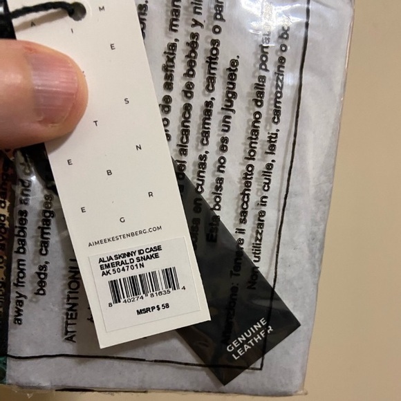 Emerald Snake Leather Alia Skinny ID Case Wallet | AIMEE KESTENBERG - Picture 7 of 7